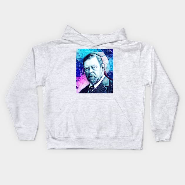 Bram Stoker Snowy Portrait | Bram Stoker Artwork 6 Kids Hoodie by JustLit